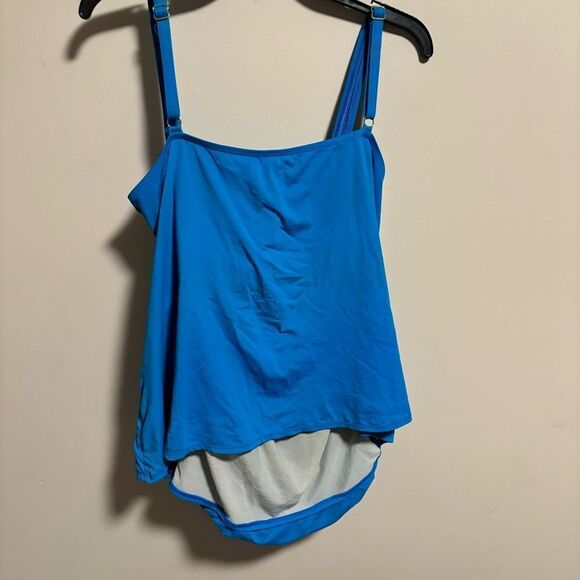 La Blanca Island Goddess Over The Shoulder Sweetheart Tankini Blue Plus Size 22W - Picture 7 of 10